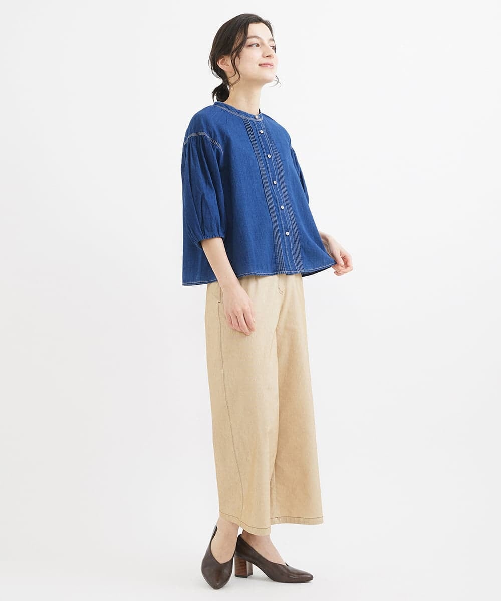 NHLEX82190 GIANNI LO GIUDICE(小さいサイズ)(メゾン ドゥ サンク) [セットアップ対応]デニムライクストレッチワイドパンツ ベージュ