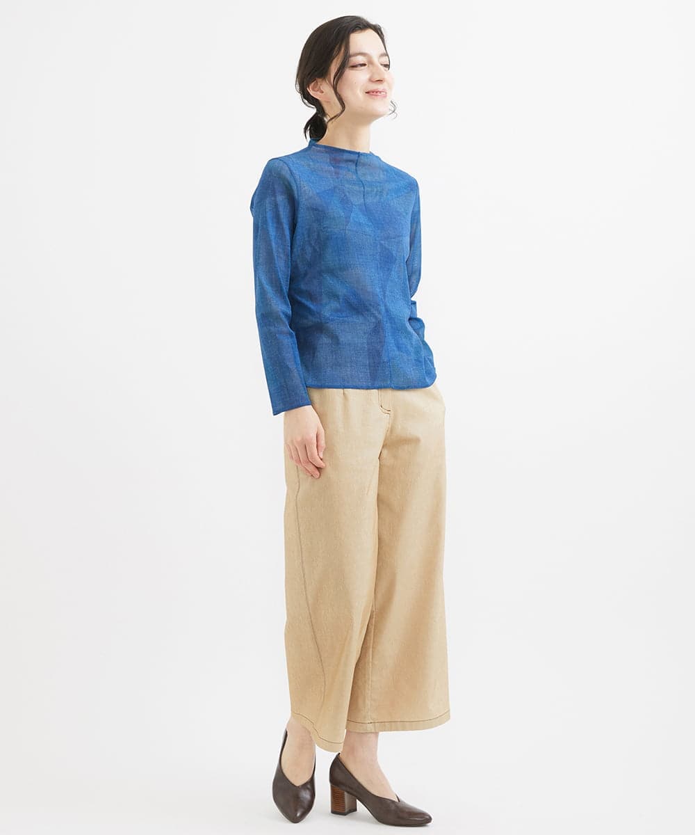 NHLEX82190 GIANNI LO GIUDICE(小さいサイズ)(メゾン ドゥ サンク) [セットアップ対応]デニムライクストレッチワイドパンツ ベージュ