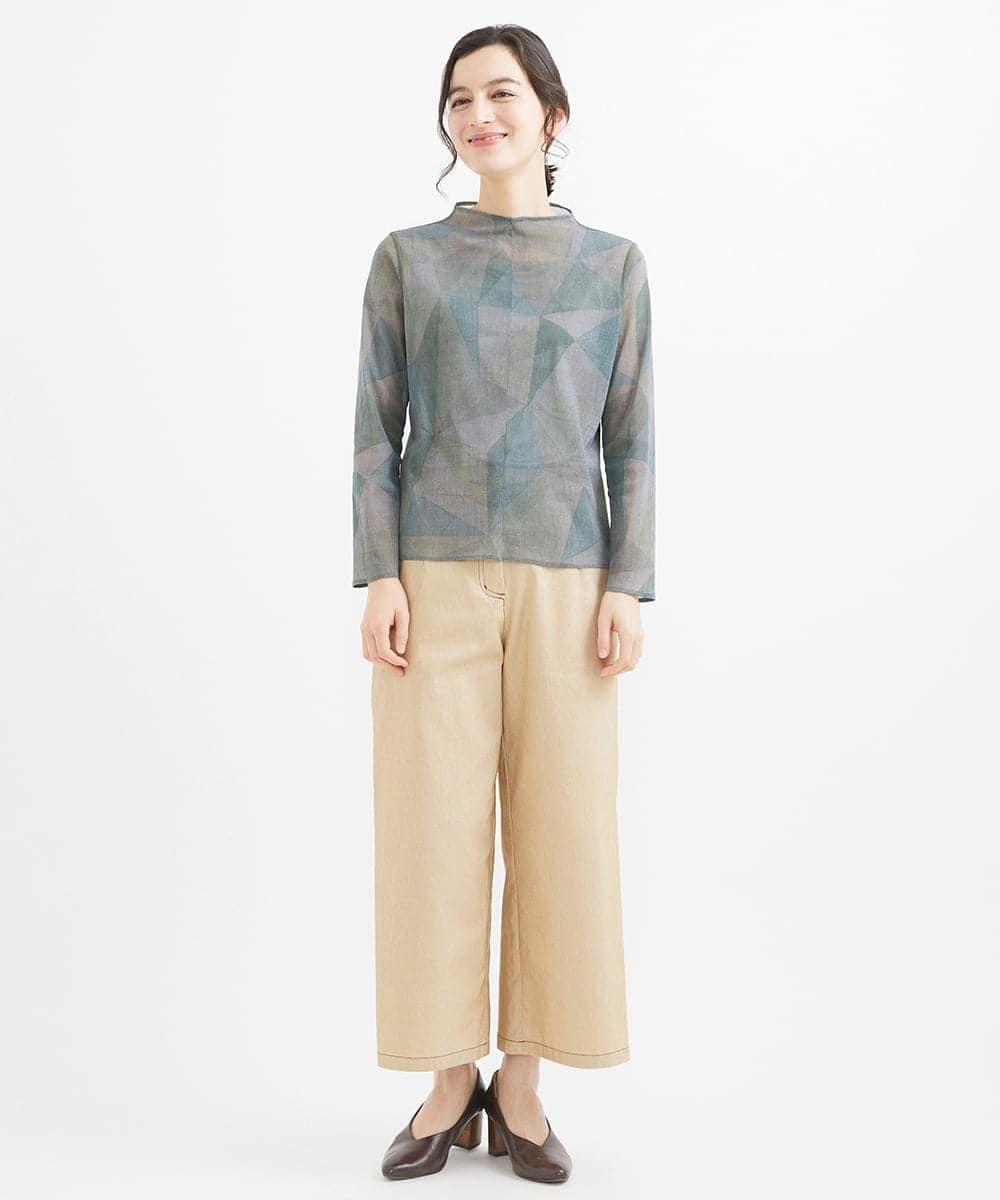 NHLEX82190 GIANNI LO GIUDICE(小さいサイズ)(メゾン ドゥ サンク) [セットアップ対応]デニムライクストレッチワイドパンツ ベージュ