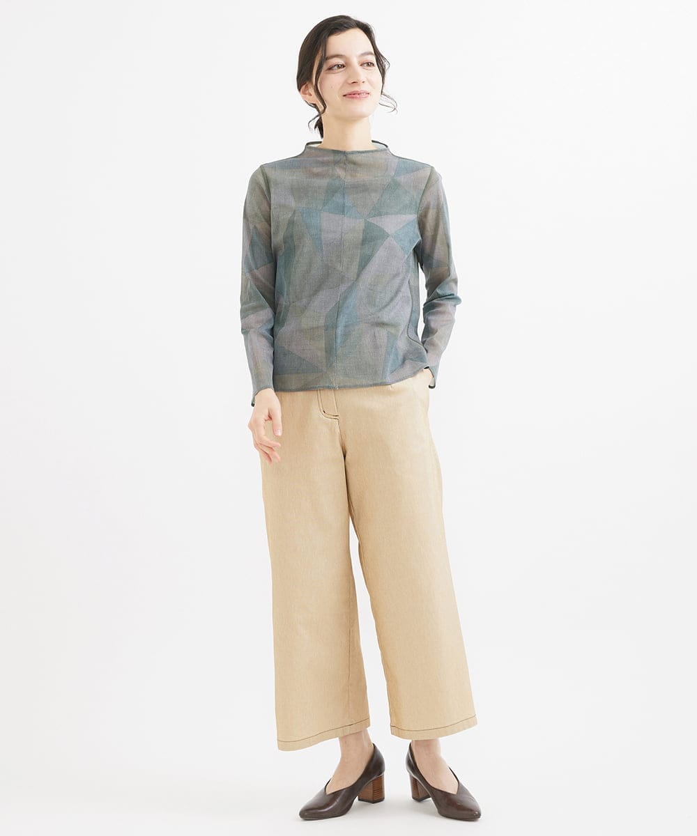 NHLEX82190 GIANNI LO GIUDICE(小さいサイズ)(メゾン ドゥ サンク) [セットアップ対応]デニムライクストレッチワイドパンツ ベージュ