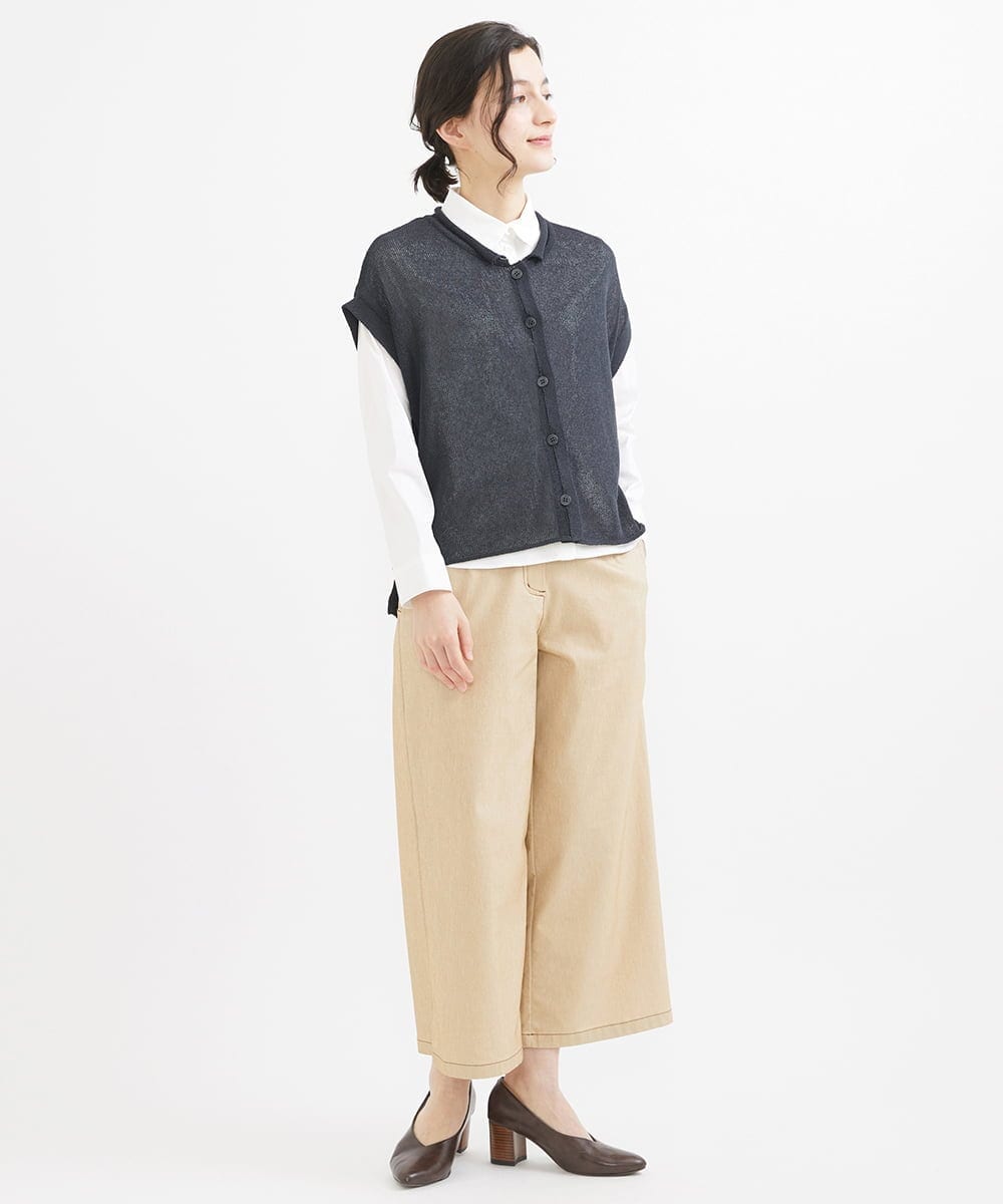 NHLEX82190 GIANNI LO GIUDICE(小さいサイズ)(メゾン ドゥ サンク) [セットアップ対応]デニムライクストレッチワイドパンツ ベージュ