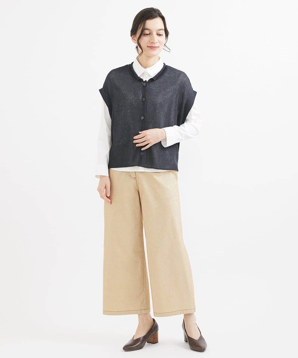 NHLEX82190 GIANNI LO GIUDICE(小さいサイズ)(メゾン ドゥ サンク) [セットアップ対応]デニムライクストレッチワイドパンツ ベージュ