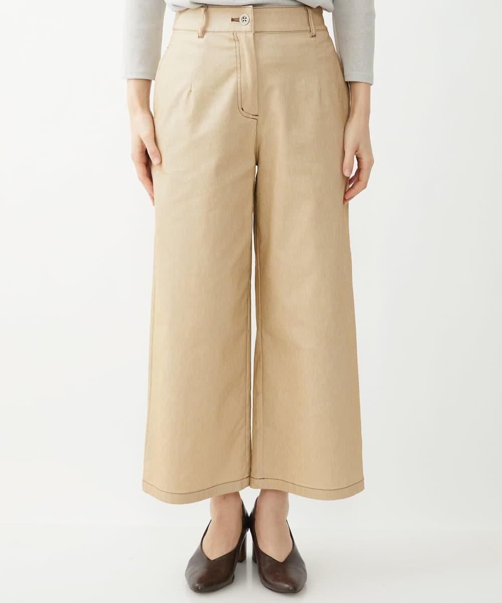 NHLEX82190 GIANNI LO GIUDICE(小さいサイズ)(メゾン ドゥ サンク) [セットアップ対応]デニムライクストレッチワイドパンツ ベージュ