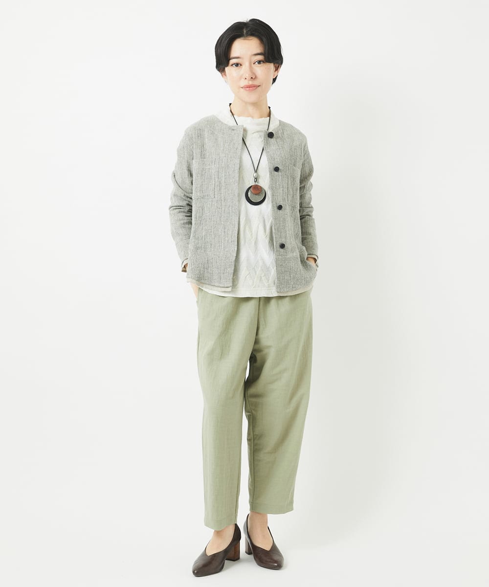 NHLGB12180 GIANNI LO GIUDICE(小さいサイズ)(メゾン ドゥ サンク) [日本製]ナチュラルスムースパンツ スモーキーグリーン