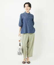 NHLGB12180 GIANNI LO GIUDICE(小さいサイズ)(メゾン ドゥ サンク) [日本製]ナチュラルスムースパンツ スモーキーグリーン