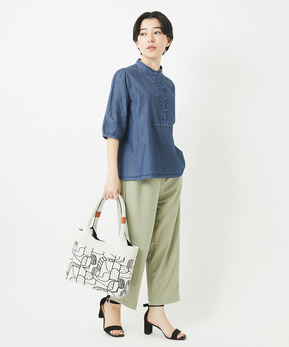 NHLGB12180 GIANNI LO GIUDICE(小さいサイズ)(メゾン ドゥ サンク) [日本製]ナチュラルスムースパンツ スモーキーグリーン