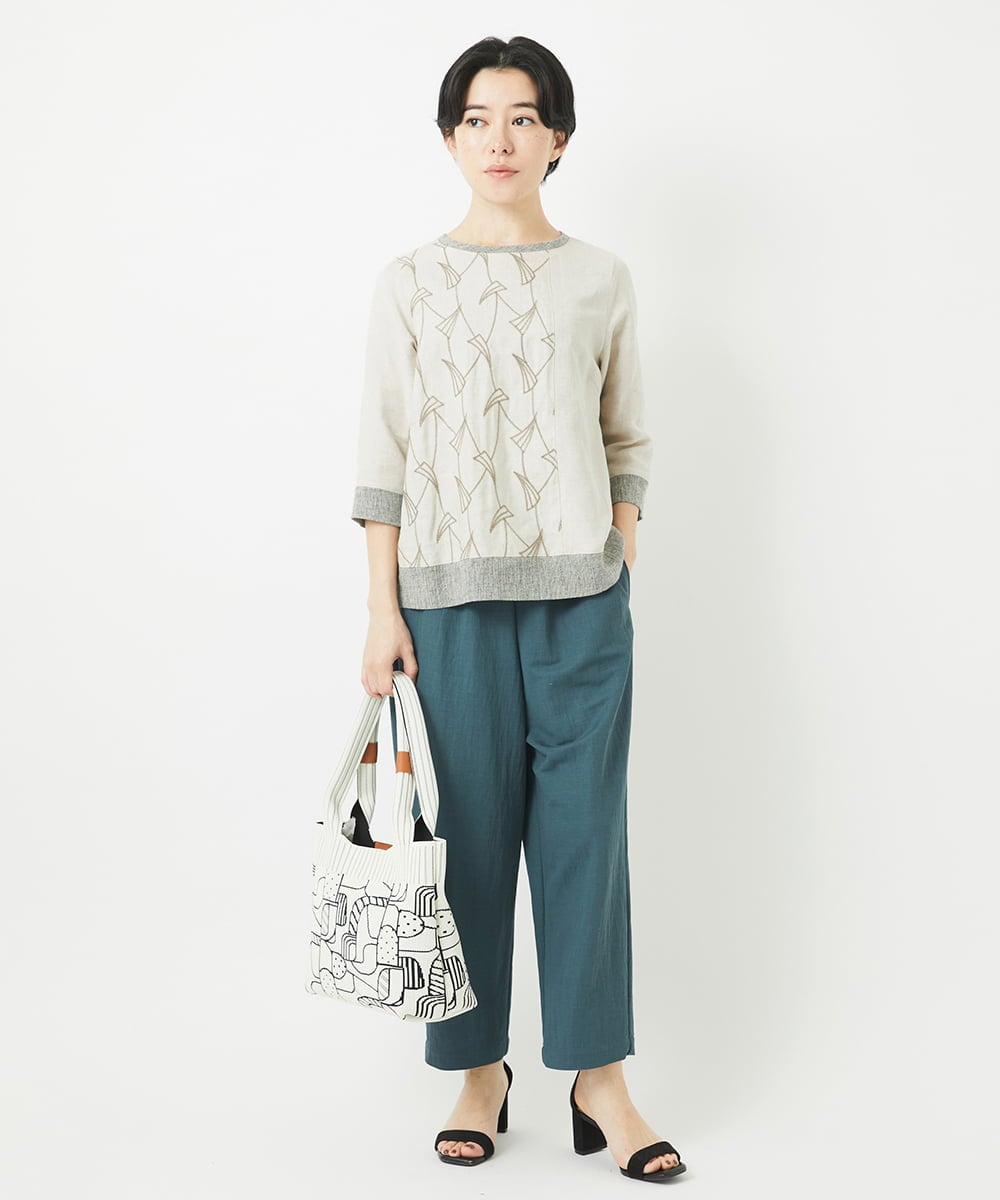 NHLGB12180 GIANNI LO GIUDICE(小さいサイズ)(メゾン ドゥ サンク) [日本製]ナチュラルスムースパンツ スモーキーグリーン