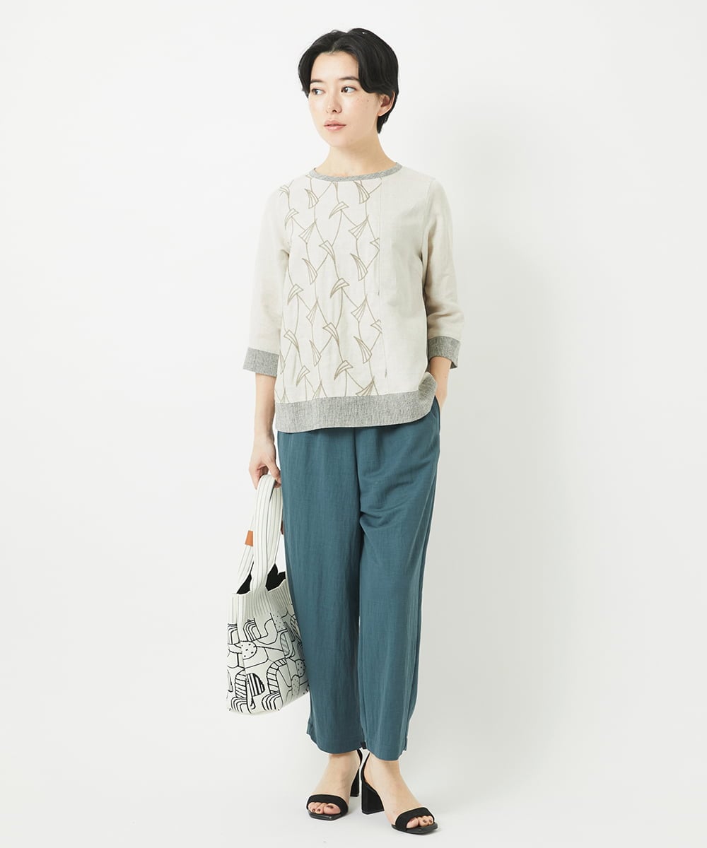 NHLGB12180 GIANNI LO GIUDICE(小さいサイズ)(メゾン ドゥ サンク) [日本製]ナチュラルスムースパンツ スモーキーグリーン