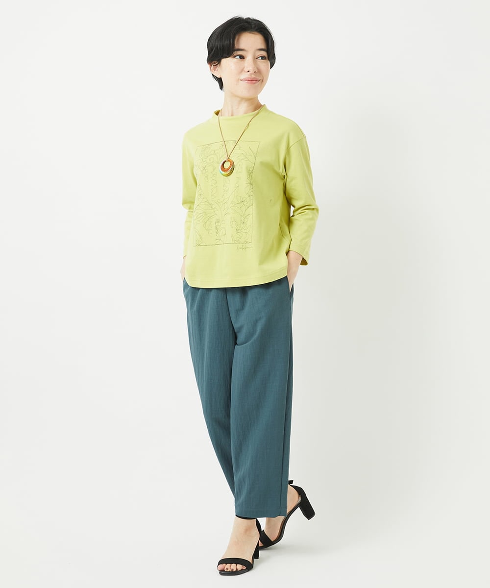 NHLGB12180 GIANNI LO GIUDICE(小さいサイズ)(メゾン ドゥ サンク) [日本製]ナチュラルスムースパンツ スモーキーグリーン