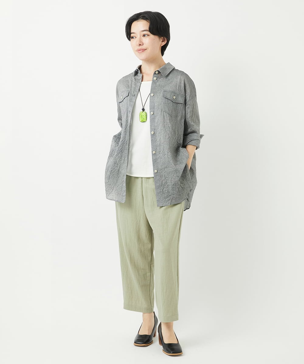 NHLGB12180 GIANNI LO GIUDICE(小さいサイズ)(メゾン ドゥ サンク) [日本製]ナチュラルスムースパンツ スモーキーグリーン