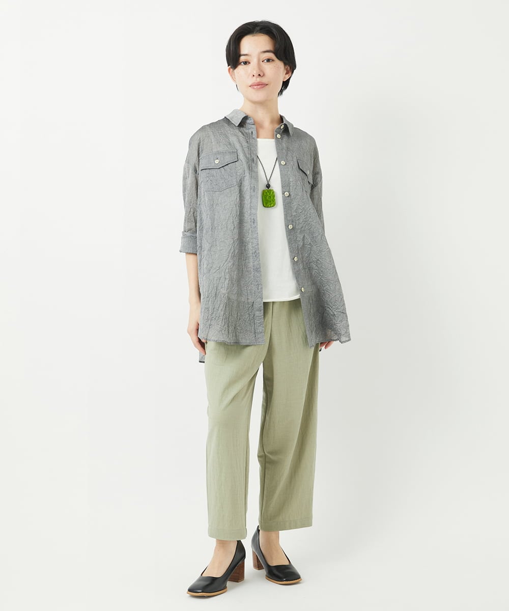 NHLGB12180 GIANNI LO GIUDICE(小さいサイズ)(メゾン ドゥ サンク) [日本製]ナチュラルスムースパンツ スモーキーグリーン