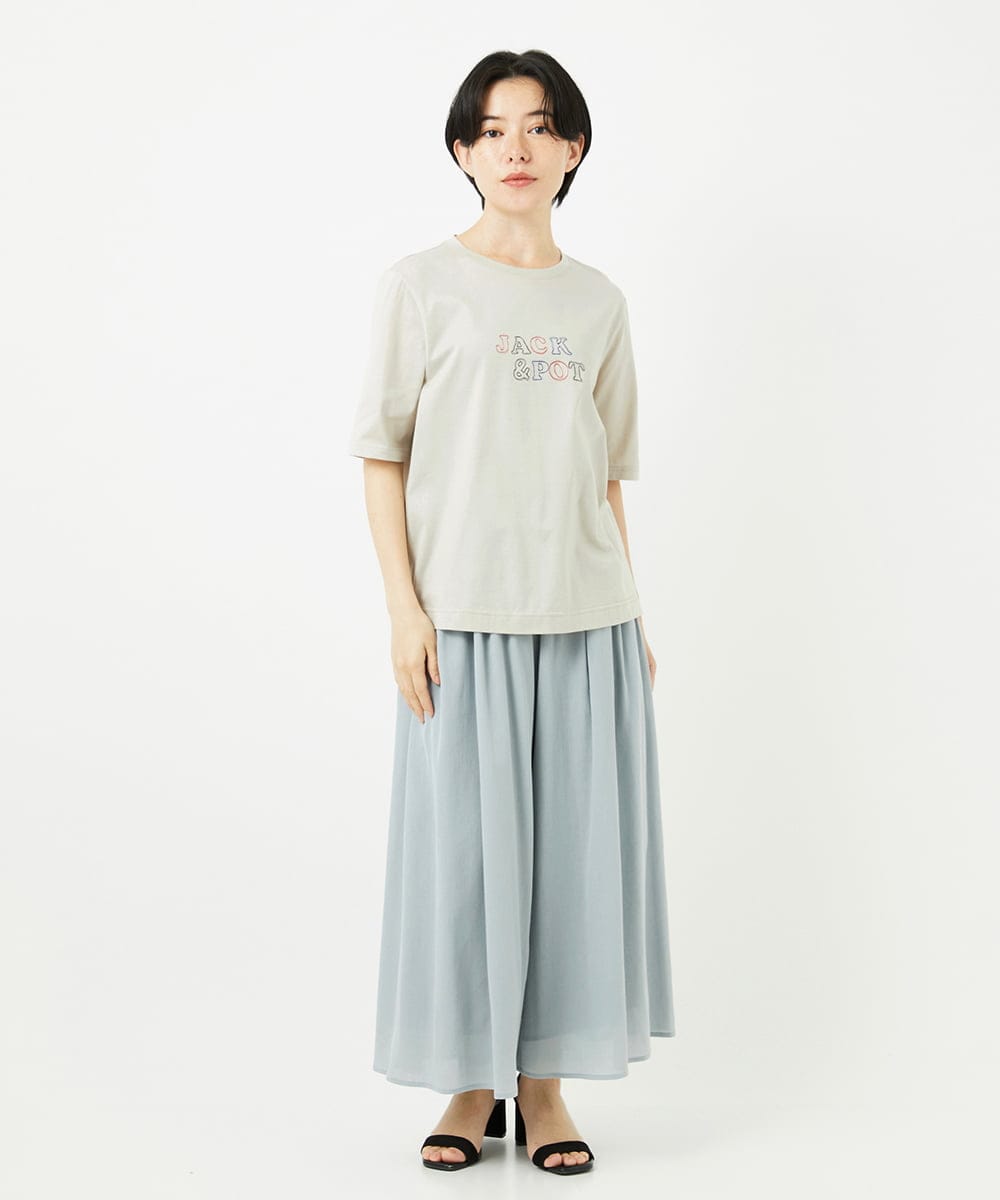 NHLGC84270 GIANNI LO GIUDICE(小さいサイズ)(メゾン ドゥ サンク) 強撚ピケワイドパンツ ネイビー