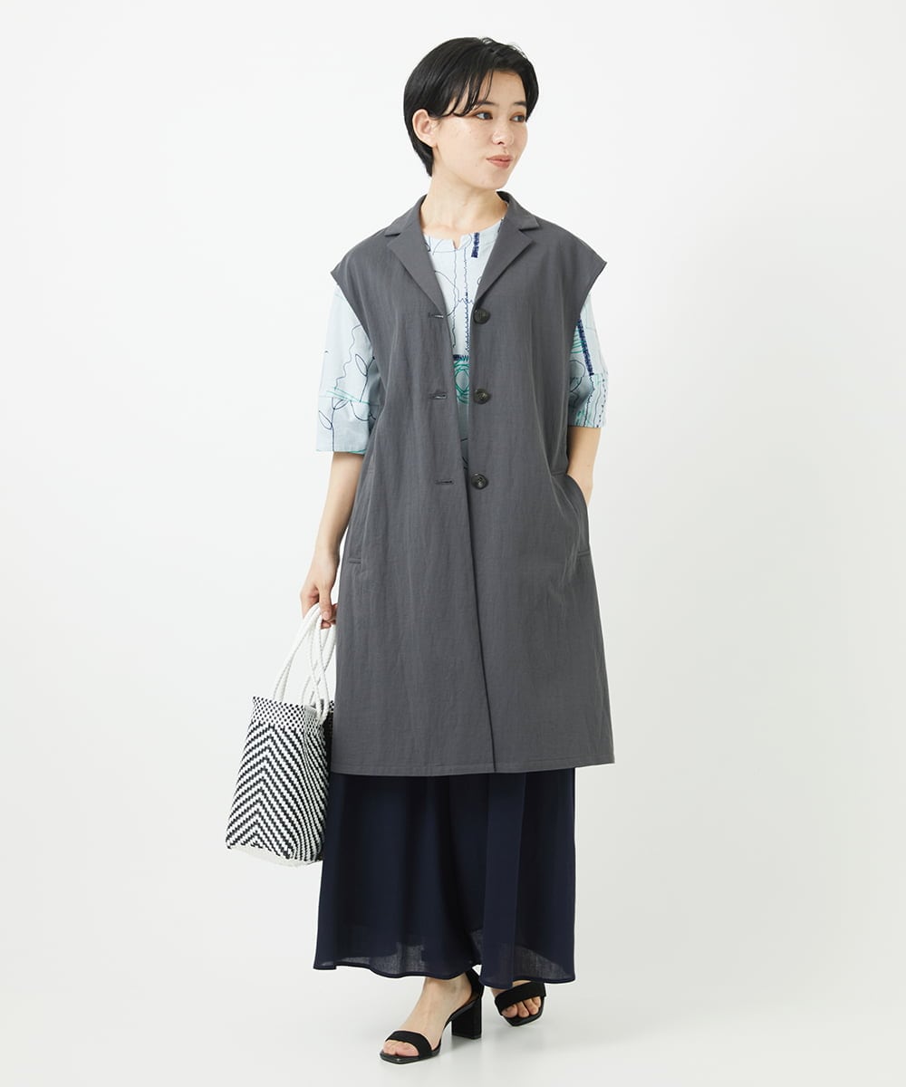 NHLGC84270 GIANNI LO GIUDICE(小さいサイズ)(メゾン ドゥ サンク) 強撚ピケワイドパンツ ネイビー