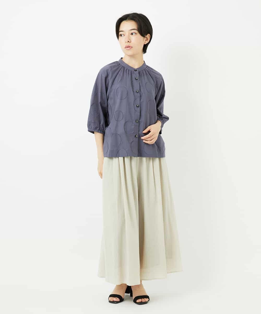 NHLGC84270 GIANNI LO GIUDICE(小さいサイズ)(メゾン ドゥ サンク) 強撚ピケワイドパンツ ネイビー