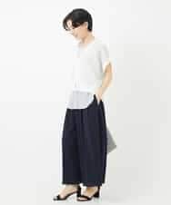 NHLGC84270 GIANNI LO GIUDICE(小さいサイズ)(メゾン ドゥ サンク) 強撚ピケワイドパンツ ネイビー