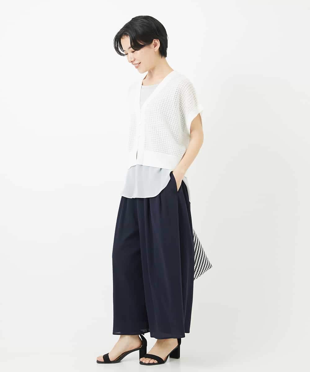 NHLGC84270 GIANNI LO GIUDICE(小さいサイズ)(メゾン ドゥ サンク) 強撚ピケワイドパンツ ネイビー