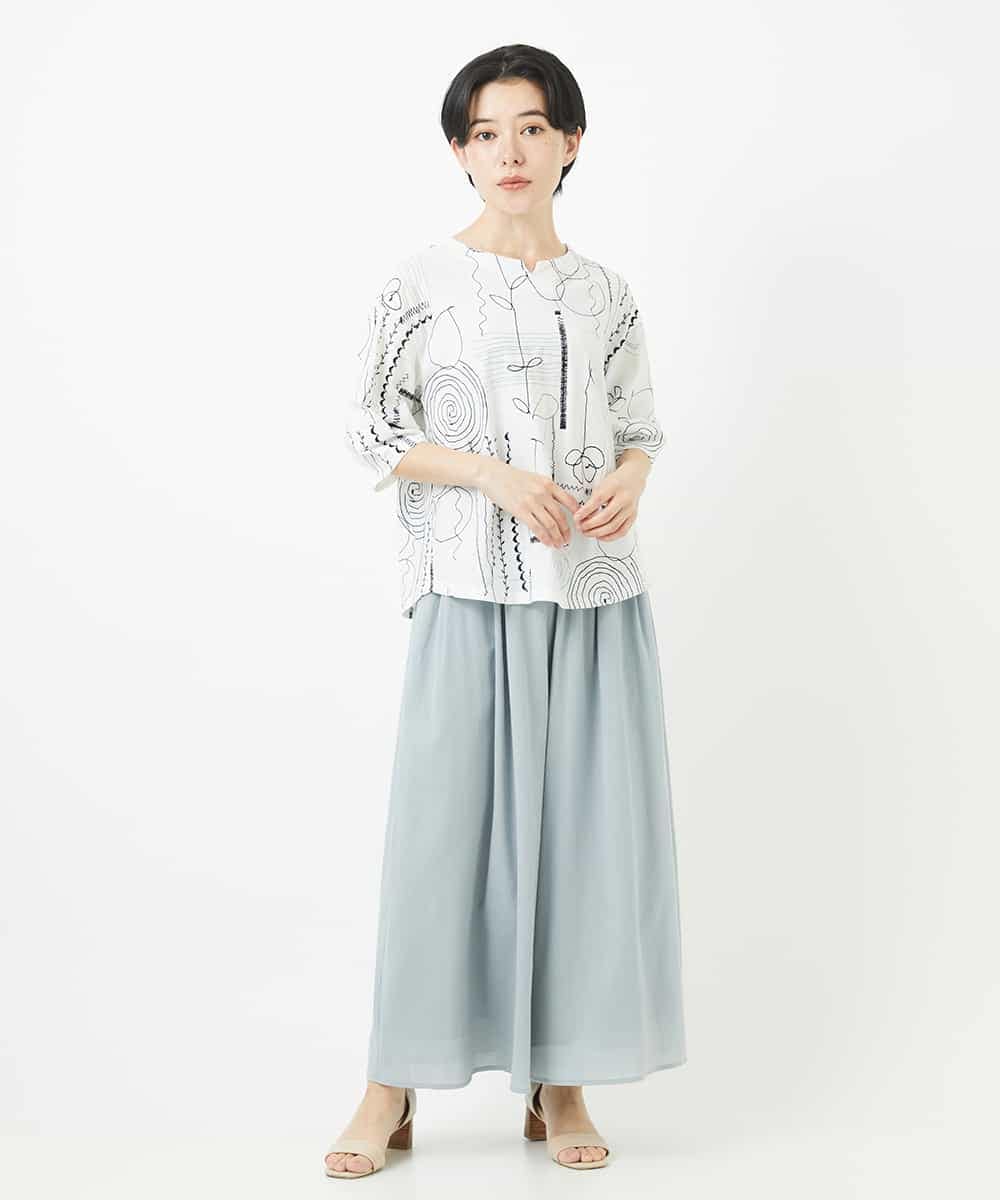 NHLGC84270 GIANNI LO GIUDICE(小さいサイズ)(メゾン ドゥ サンク) 強撚ピケワイドパンツ ネイビー