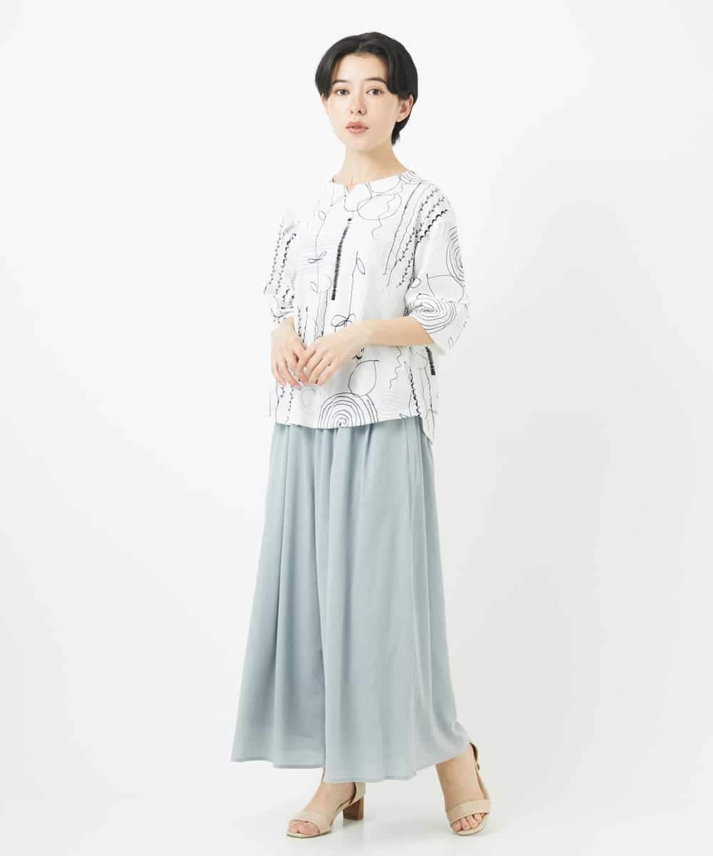 NHLGC84270 GIANNI LO GIUDICE(小さいサイズ)(メゾン ドゥ サンク) 強撚ピケワイドパンツ ネイビー