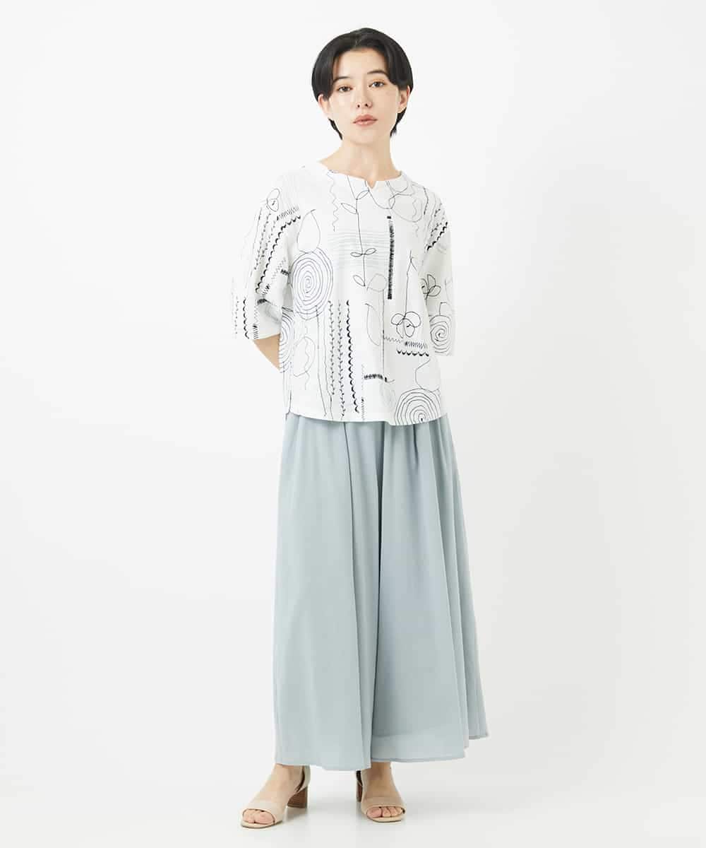 NHLGC84270 GIANNI LO GIUDICE(小さいサイズ)(メゾン ドゥ サンク) 強撚ピケワイドパンツ ネイビー