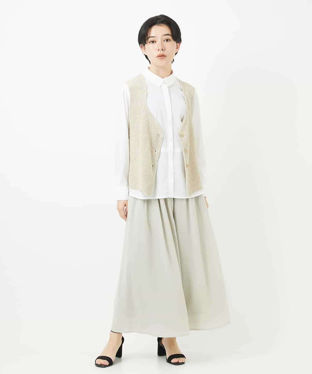NHLGC84270 GIANNI LO GIUDICE(小さいサイズ)(メゾン ドゥ サンク) 強撚ピケワイドパンツ ネイビー