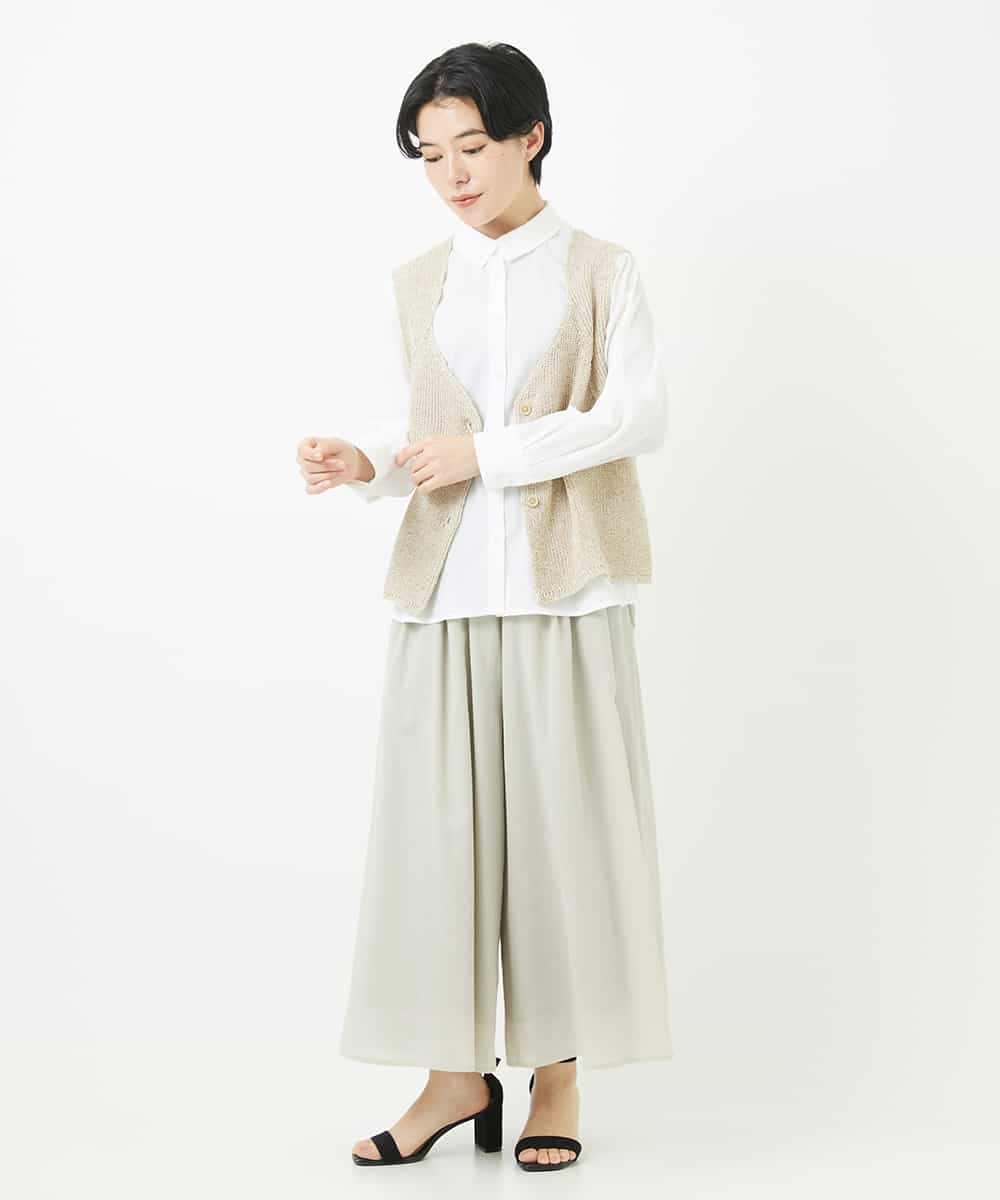 NHLGC84270 GIANNI LO GIUDICE(小さいサイズ)(メゾン ドゥ サンク) 強撚ピケワイドパンツ ネイビー