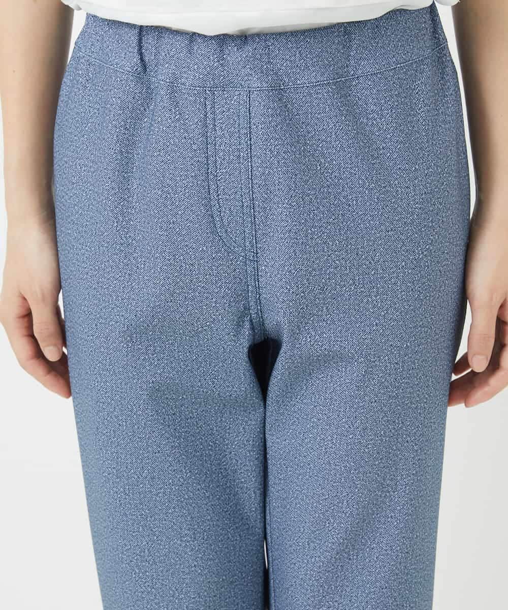NHLGC88170 GIANNI LO GIUDICE(小さいサイズ)(メゾン ドゥ サンク) [3サイズ展開・接触冷感・夏向け素材]デニム風綾プリントハイテンションストレッチパンツ ネイビー系