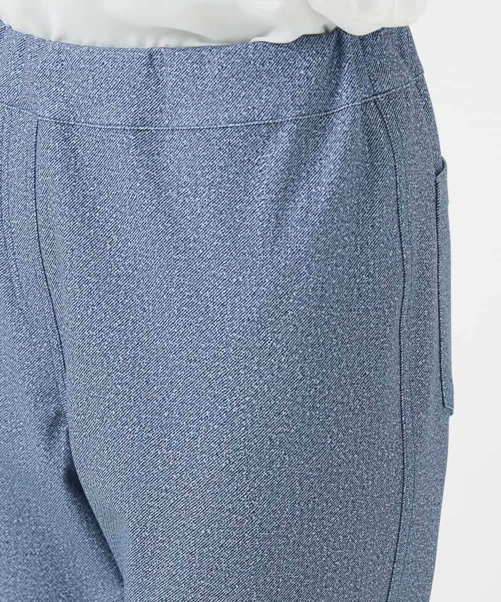 NHLGC88170 GIANNI LO GIUDICE(小さいサイズ)(メゾン ドゥ サンク) [3サイズ展開・接触冷感・夏向け素材]デニム風綾プリントハイテンションストレッチパンツ ネイビー系