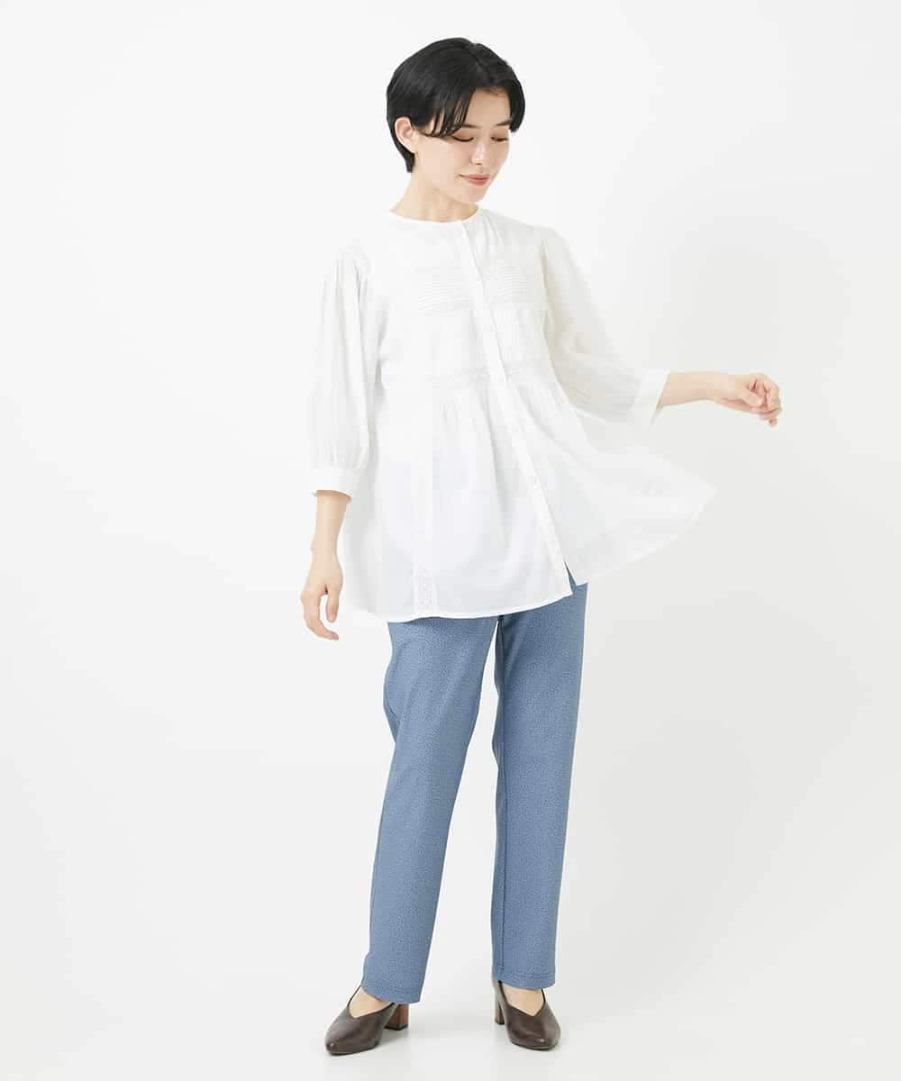 NHLGC88170 GIANNI LO GIUDICE(小さいサイズ)(メゾン ドゥ サンク) [3サイズ展開・接触冷感・夏向け素材]デニム風綾プリントハイテンションストレッチパンツ ネイビー系