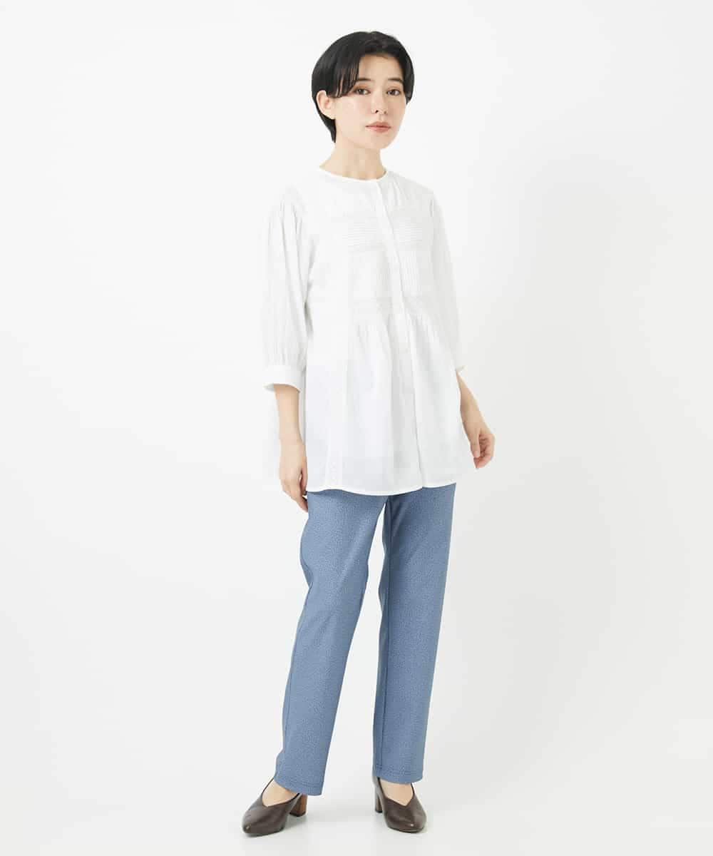 NHLGC88170 GIANNI LO GIUDICE(小さいサイズ)(メゾン ドゥ サンク) [3サイズ展開・接触冷感・夏向け素材]デニム風綾プリントハイテンションストレッチパンツ ネイビー系