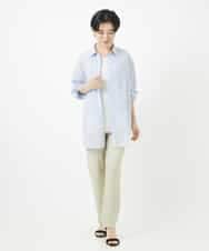 NHLGC88170 GIANNI LO GIUDICE(小さいサイズ)(メゾン ドゥ サンク) [3サイズ展開・接触冷感・夏向け素材]デニム風綾プリントハイテンションストレッチパンツ ネイビー系