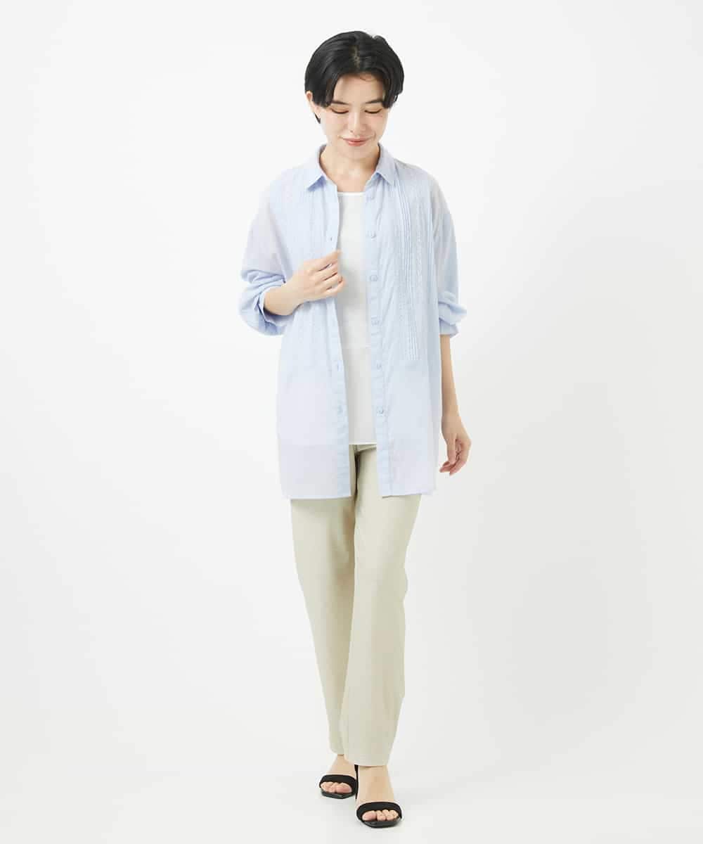 NHLGC88170 GIANNI LO GIUDICE(小さいサイズ)(メゾン ドゥ サンク) [3サイズ展開・接触冷感・夏向け素材]デニム風綾プリントハイテンションストレッチパンツ ネイビー系