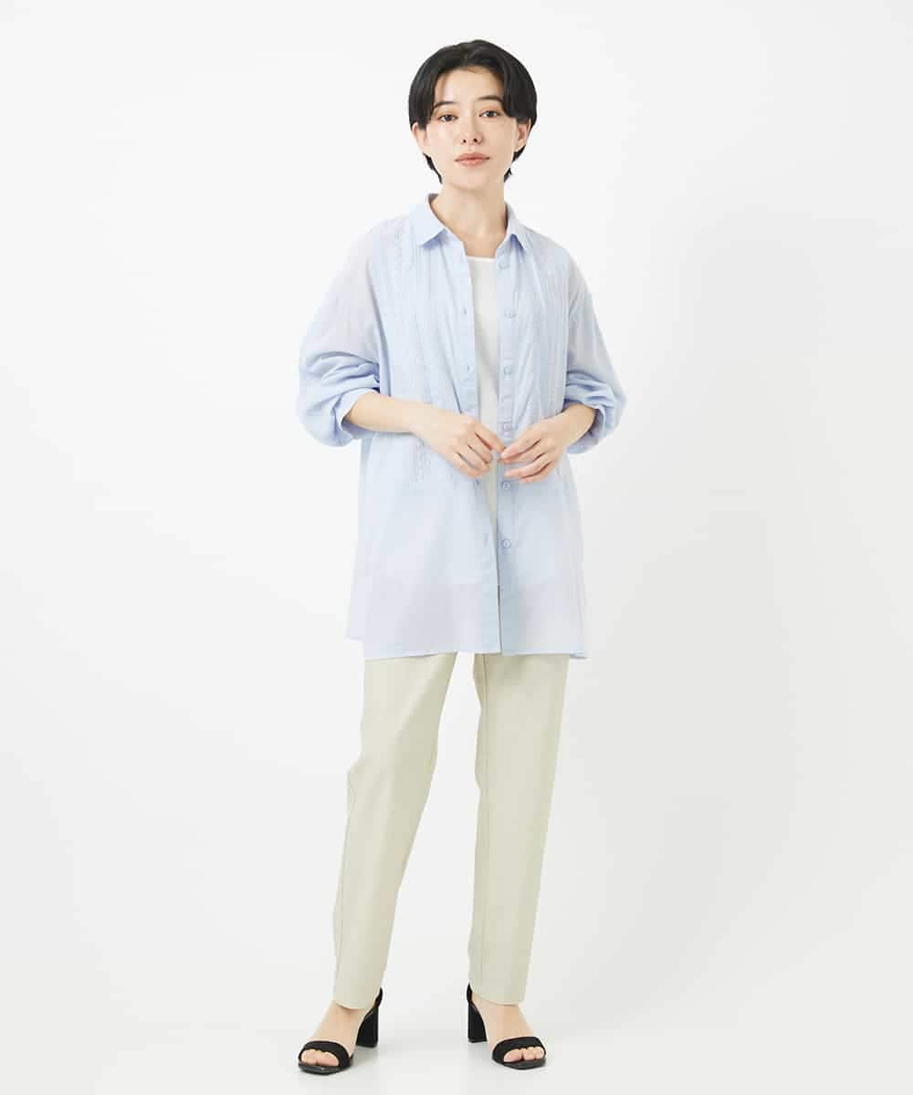 NHLGC88170 GIANNI LO GIUDICE(小さいサイズ)(メゾン ドゥ サンク) [3サイズ展開・接触冷感・夏向け素材]デニム風綾プリントハイテンションストレッチパンツ ネイビー系