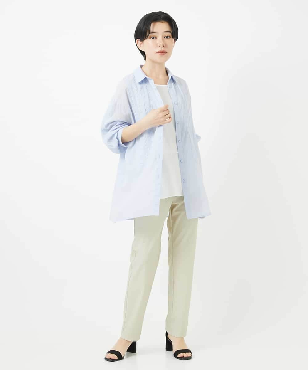 NHLGC88170 GIANNI LO GIUDICE(小さいサイズ)(メゾン ドゥ サンク) [3サイズ展開・接触冷感・夏向け素材]デニム風綾プリントハイテンションストレッチパンツ ネイビー系