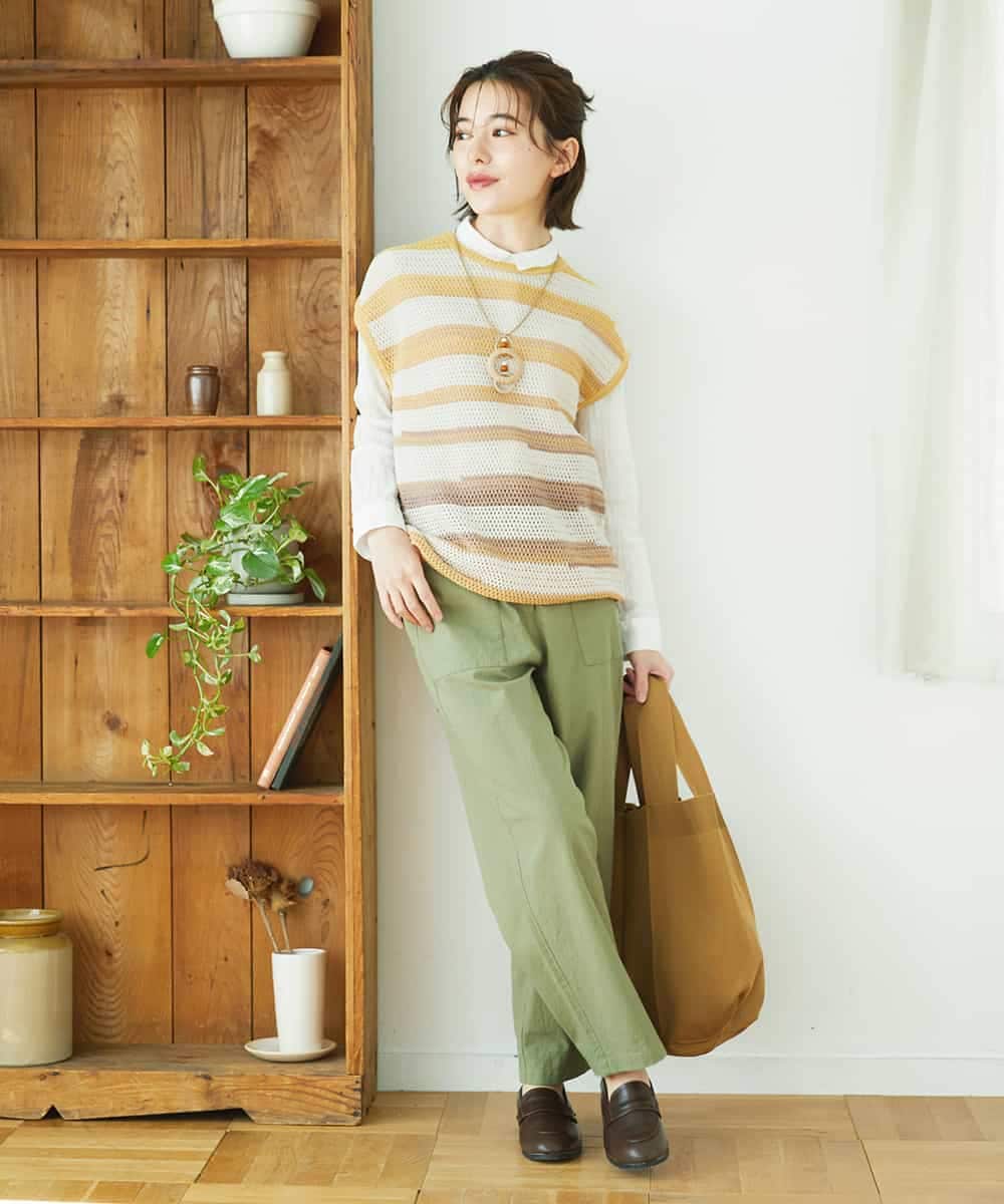 NHLGD86250 GIANNI LO GIUDICE(小さいサイズ)(メゾン ドゥ サンク) コットンナチュラルワッシャーベイカーパンツ グリーン