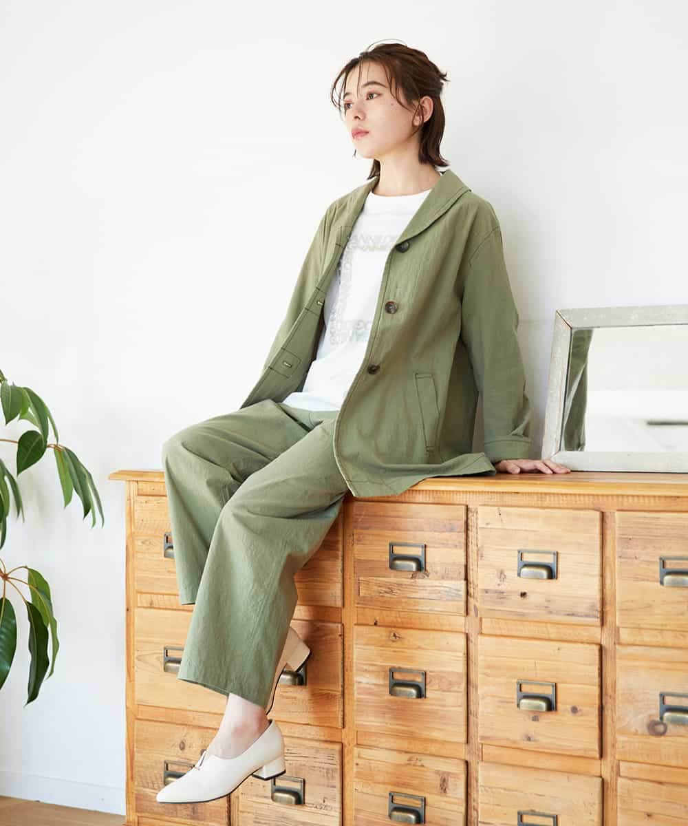 NHLGD86250 GIANNI LO GIUDICE(小さいサイズ)(メゾン ドゥ サンク) コットンナチュラルワッシャーベイカーパンツ グリーン