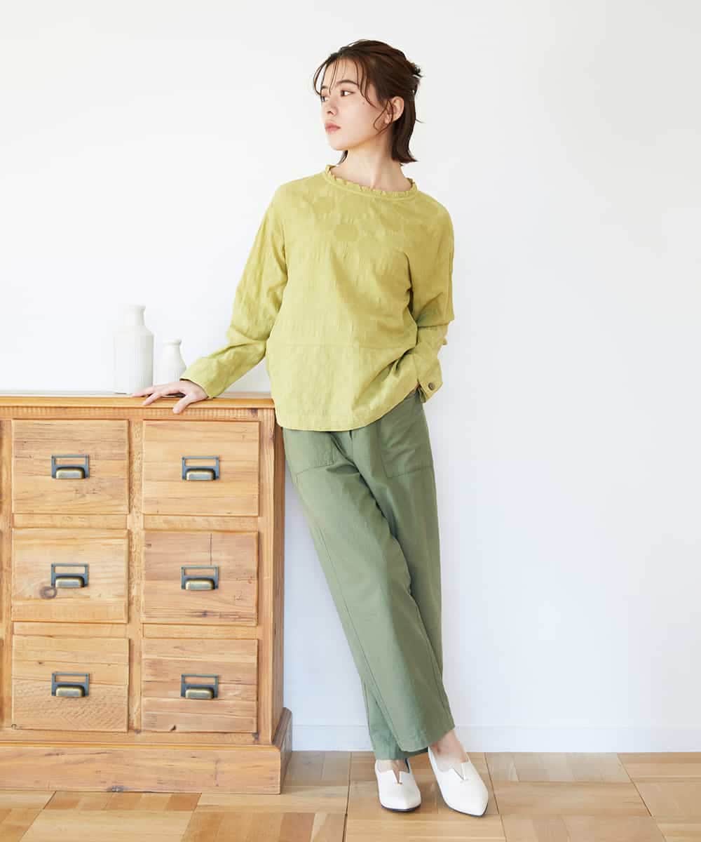 NHLGD86250 GIANNI LO GIUDICE(小さいサイズ)(メゾン ドゥ サンク) コットンナチュラルワッシャーベイカーパンツ グリーン