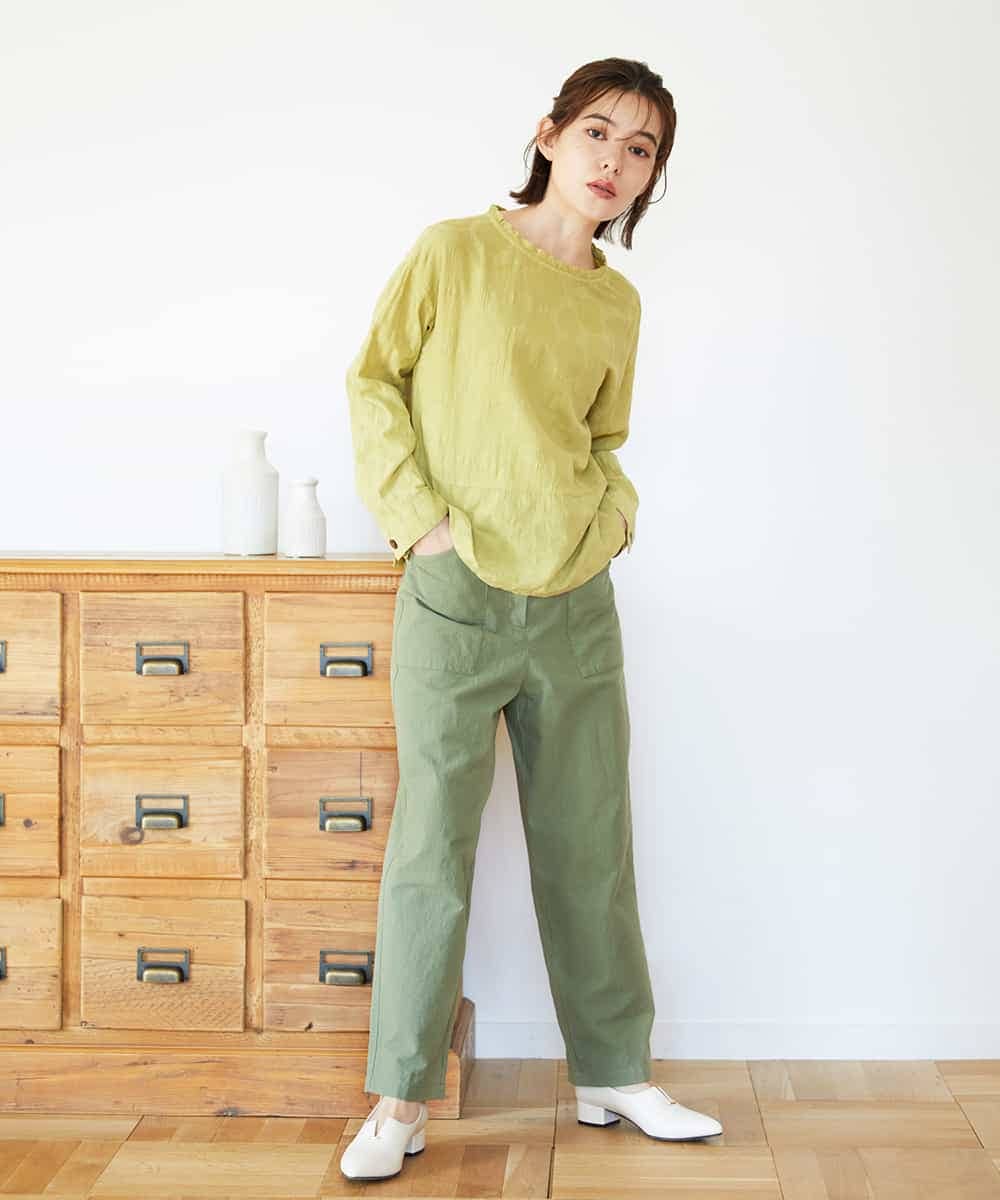 NHLGD86250 GIANNI LO GIUDICE(小さいサイズ)(メゾン ドゥ サンク) コットンナチュラルワッシャーベイカーパンツ グリーン