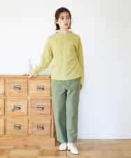 NHLGD86250 GIANNI LO GIUDICE(小さいサイズ)(メゾン ドゥ サンク) コットンナチュラルワッシャーベイカーパンツ グリーン