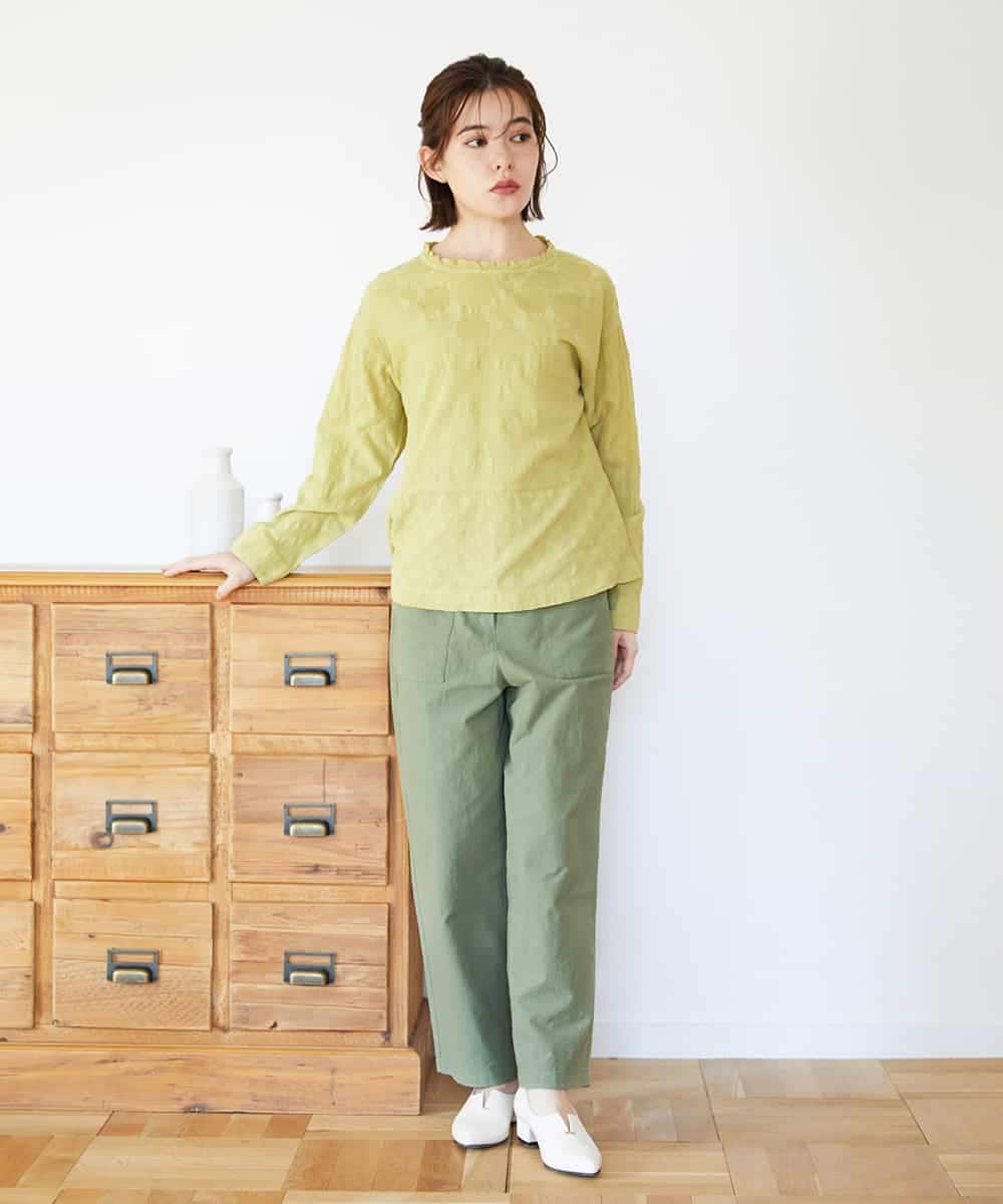 NHLGD86250 GIANNI LO GIUDICE(小さいサイズ)(メゾン ドゥ サンク) コットンナチュラルワッシャーベイカーパンツ グリーン