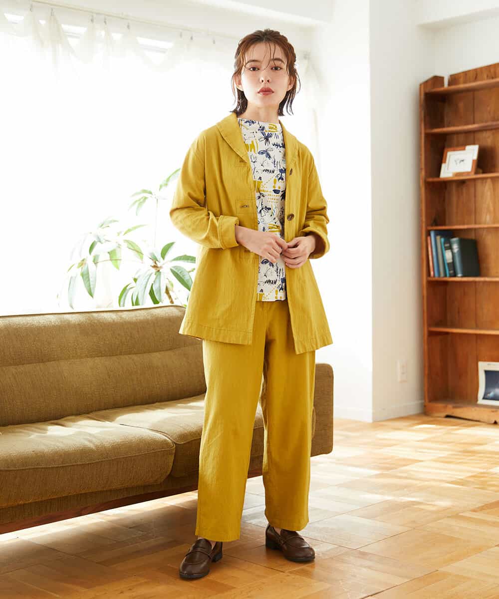 NHLGD86250 GIANNI LO GIUDICE(小さいサイズ)(メゾン ドゥ サンク) コットンナチュラルワッシャーベイカーパンツ グリーン