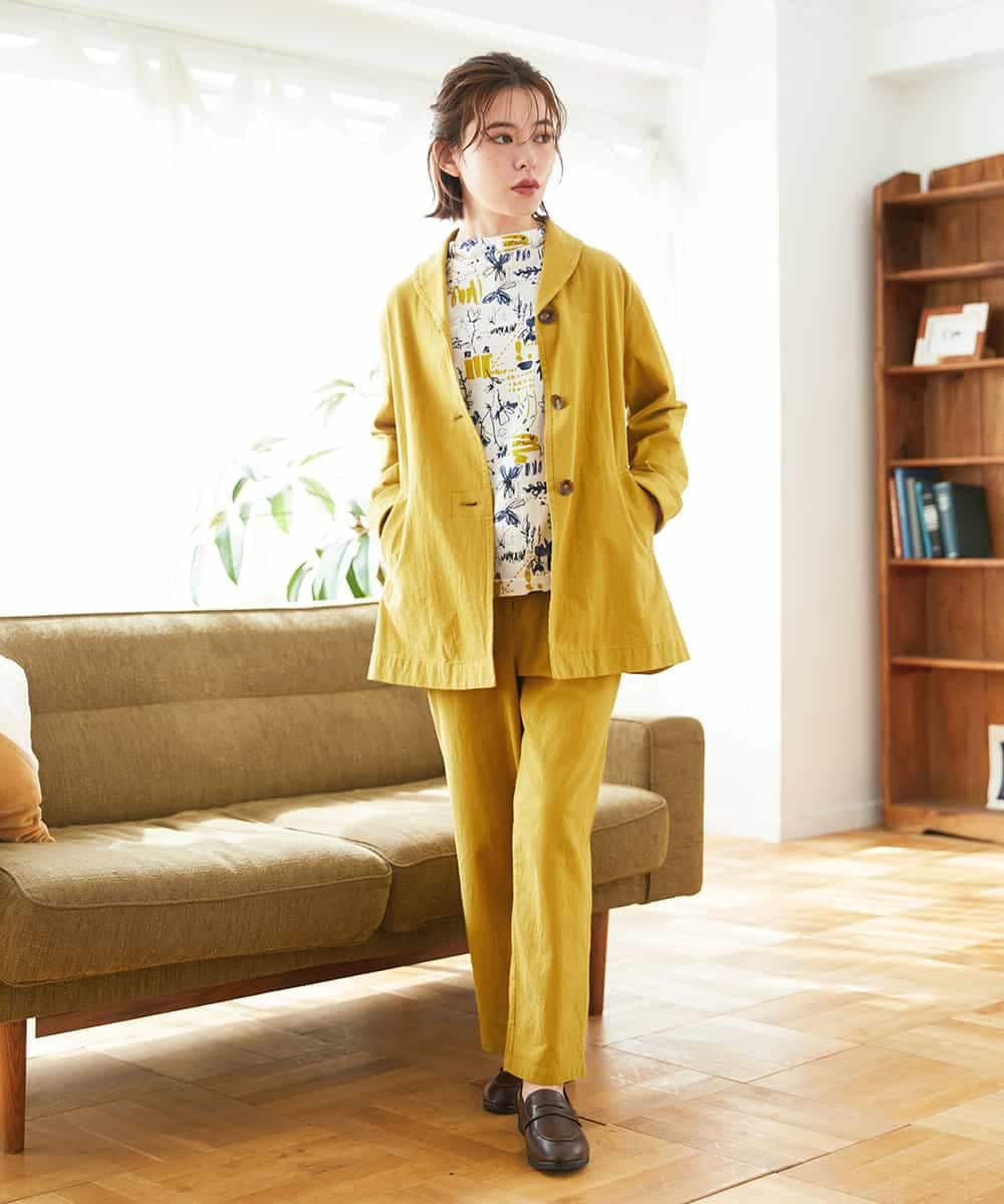 NHLGD86250 GIANNI LO GIUDICE(小さいサイズ)(メゾン ドゥ サンク) コットンナチュラルワッシャーベイカーパンツ グリーン