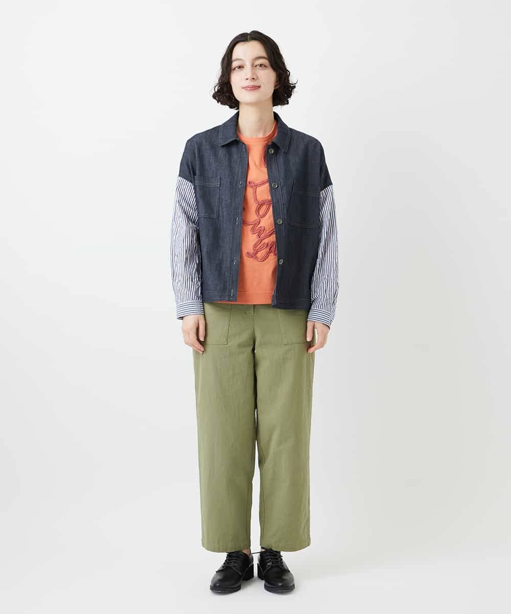 NHLGD86250 GIANNI LO GIUDICE(小さいサイズ)(メゾン ドゥ サンク) コットンナチュラルワッシャーベイカーパンツ グリーン