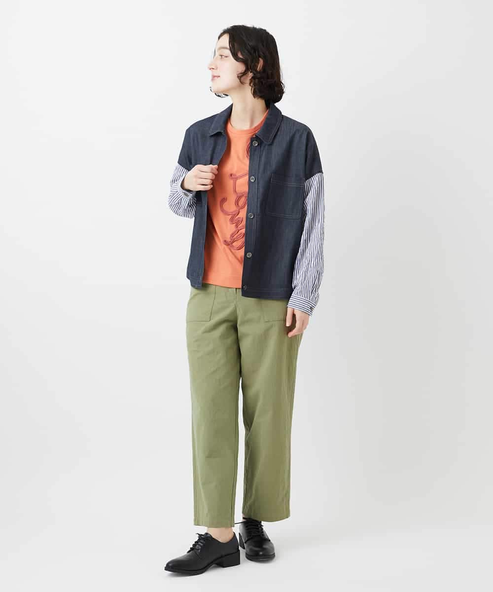 NHLGD86250 GIANNI LO GIUDICE(小さいサイズ)(メゾン ドゥ サンク) コットンナチュラルワッシャーベイカーパンツ グリーン