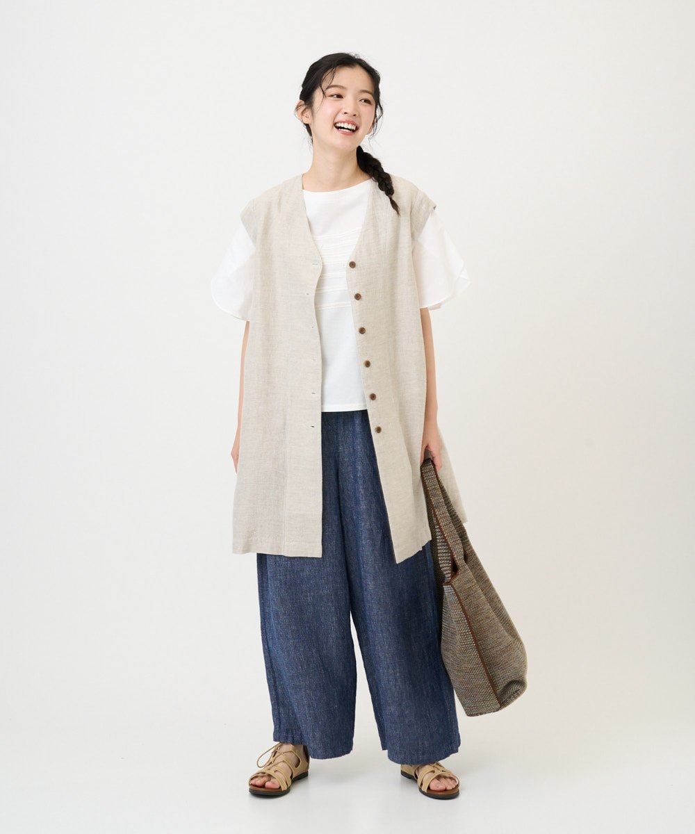 NHLGE40330 GIANNI LO GIUDICE(小さいサイズ)(メゾン ドゥ サンク) デニム調リネンパンツ ネイビー