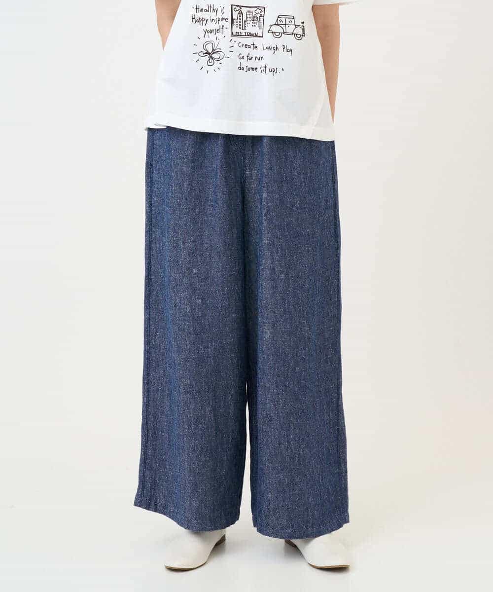 NHLGE40330 GIANNI LO GIUDICE(小さいサイズ)(メゾン ドゥ サンク) デニム調リネンパンツ ネイビー