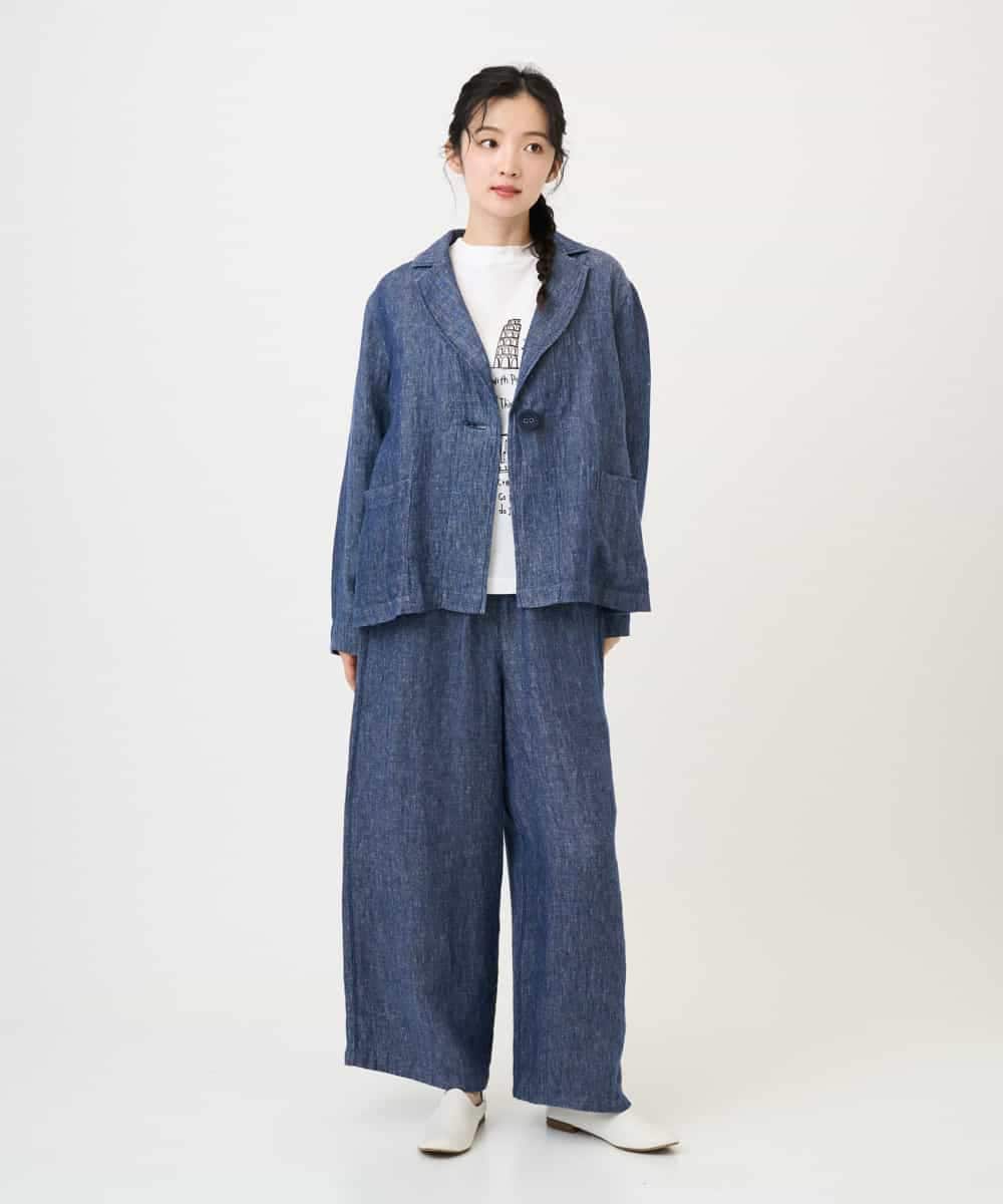 NHLGE40330 GIANNI LO GIUDICE(小さいサイズ)(メゾン ドゥ サンク) デニム調リネンパンツ ネイビー