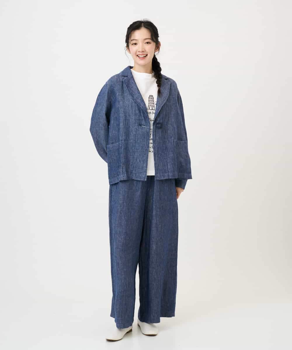 NHLGE40330 GIANNI LO GIUDICE(小さいサイズ)(メゾン ドゥ サンク) デニム調リネンパンツ ネイビー