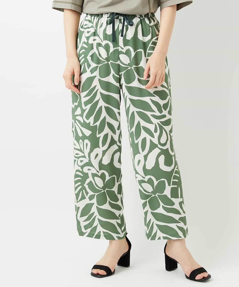 NHLGE41300 GIANNI LO GIUDICE(小さいサイズ)(メゾン ドゥ サンク) [日本製]ポタニカルフラワープリントパンツ グリーン