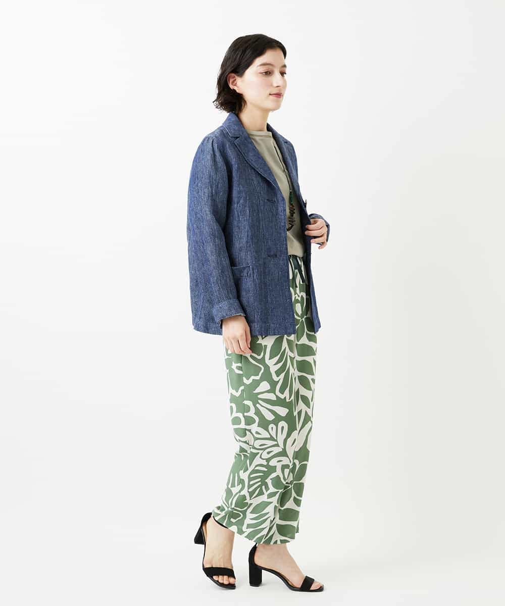 NHLGE41300 GIANNI LO GIUDICE(小さいサイズ)(メゾン ドゥ サンク) [日本製]ポタニカルフラワープリントパンツ グリーン