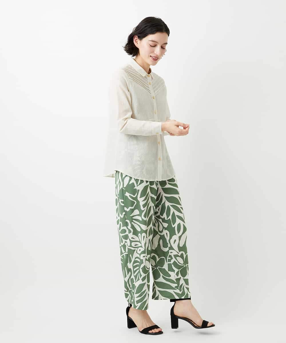 NHLGE41300 GIANNI LO GIUDICE(小さいサイズ)(メゾン ドゥ サンク) [日本製]ポタニカルフラワープリントパンツ グリーン